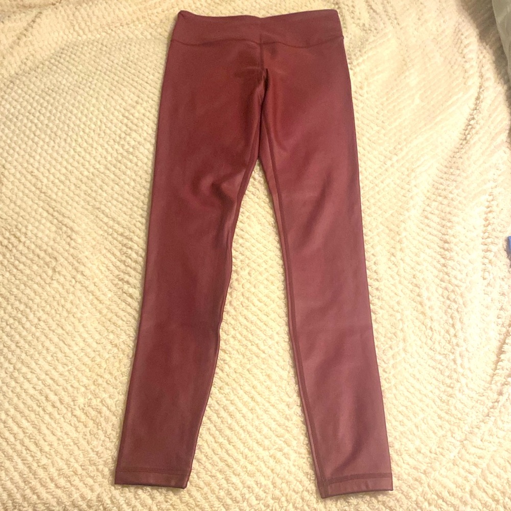 Burgundy Faux Leather Leggings